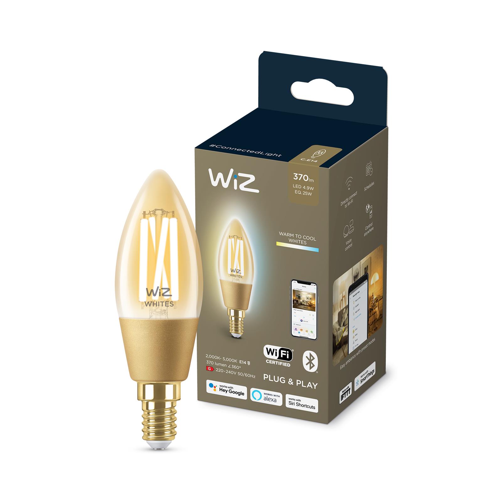 WIZ Wi-fi Filam. Amber Cam Beyaz 4,9-25w C35 E14 Akl. Ampul - 929003017701