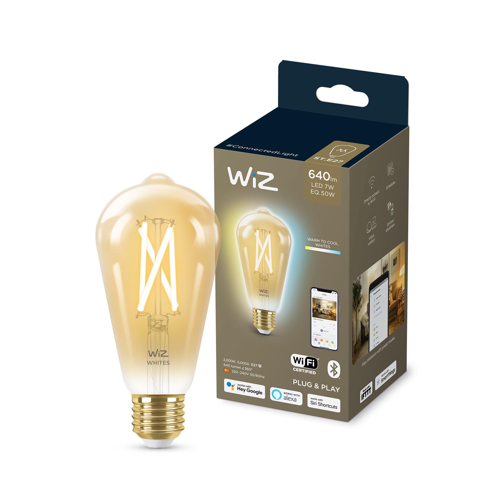 WIZ Wi-fi Filam. Amber Cam Beyaz Amb.(2000k-5000k) 6,7-60w St64 - 929003018701