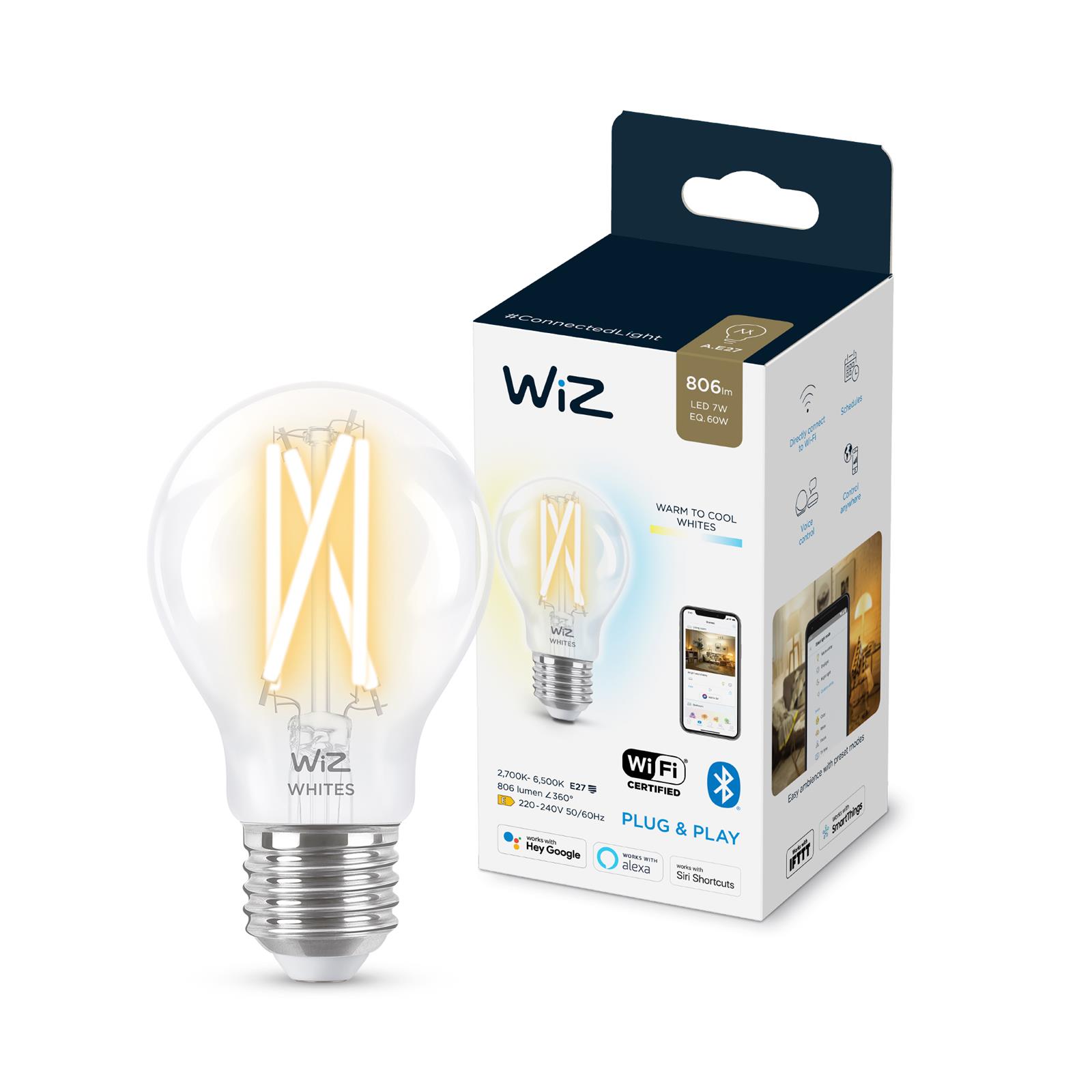 WIZ Wi-fi Filam. Şeffaf Cam Beyaz Amb. 7-60w A60 E27 Akl. Ampul - 929003017201