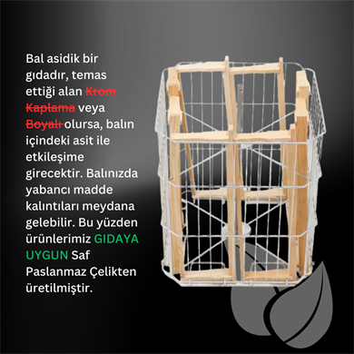 4 Çerçeveli Bal Süzme Makinesi Dadant Manuel 304 Sepet
