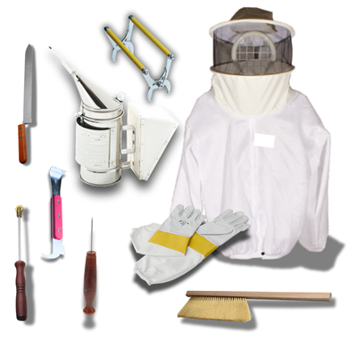 Arıcılığa Başlangıç Seti - 9 Parça Temel Arıcılık Seti (Arıcı Maskesi, Arıcı Eldiveni, Arıcı Körüğü, Sır Alma Bıçağı,Çerçeve Tutma Pensesi, Mahmuz, Fırça, Biz, El Demiri)