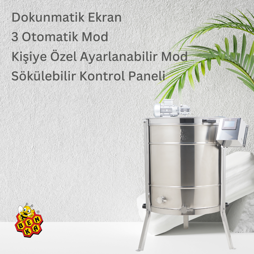 6 Çerçeveli Yatarlı Bal Süzme Makinesi Tam Otomatik Ekranlı AISI 304