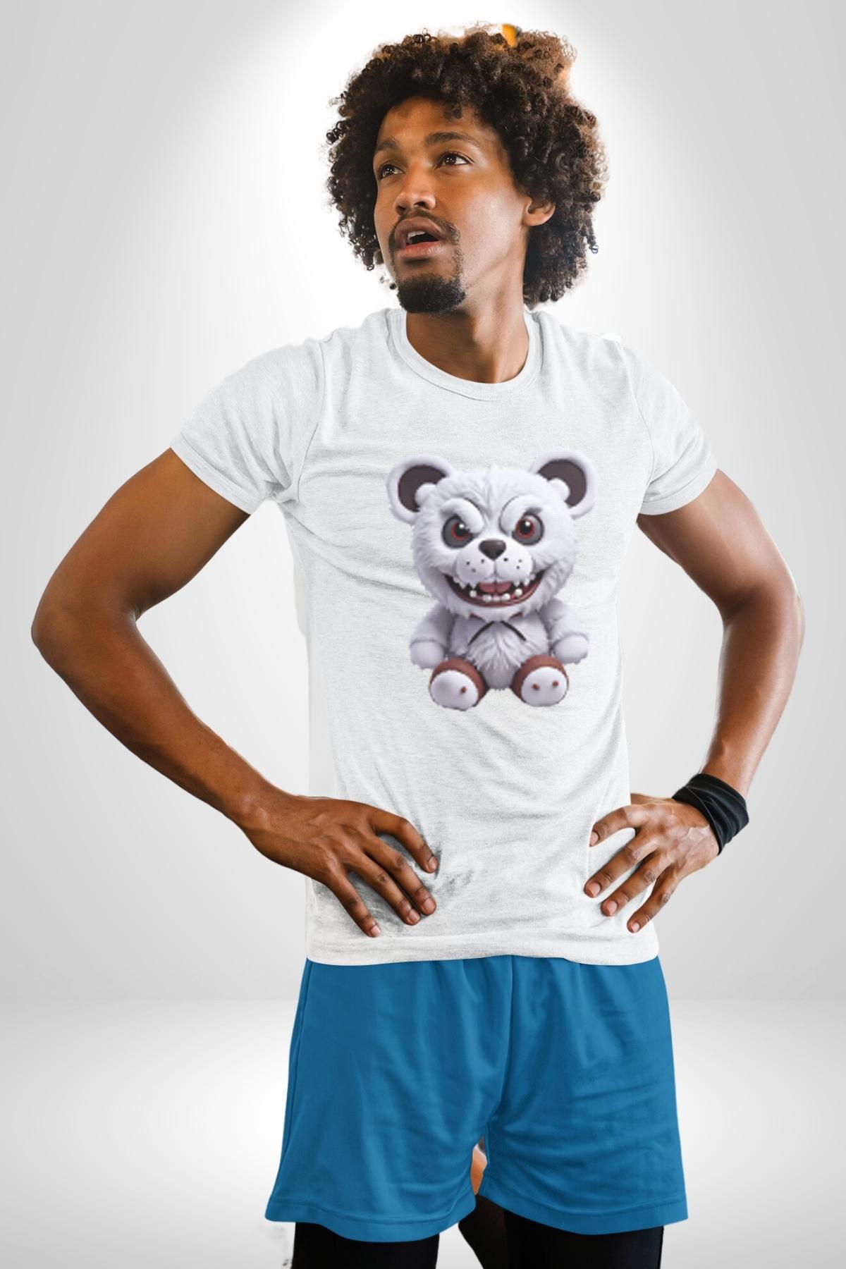 Freddy Korkunc Ay Kad n Erkek Unisex Beyaz Organik Bask l T Shirt Penye Yuksek Kalite