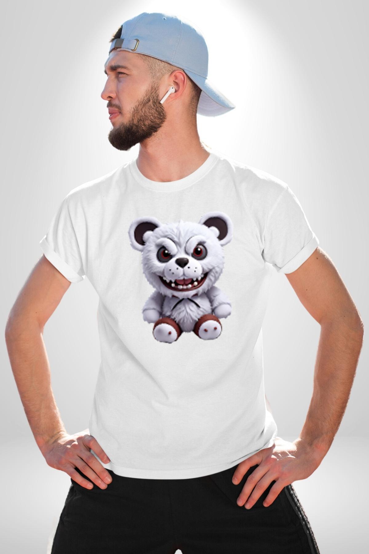 Freddy Korkunc Ay Kad n Erkek Unisex Beyaz Organik Bask l T Shirt Penye Yuksek Kalite