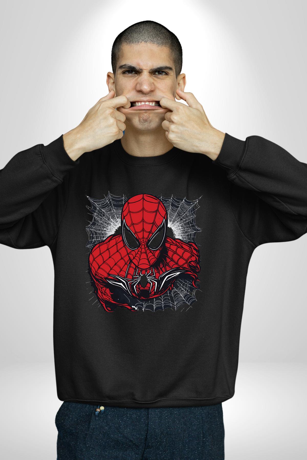 Spider Man Kad n Erkek Siyah Sweatshirt