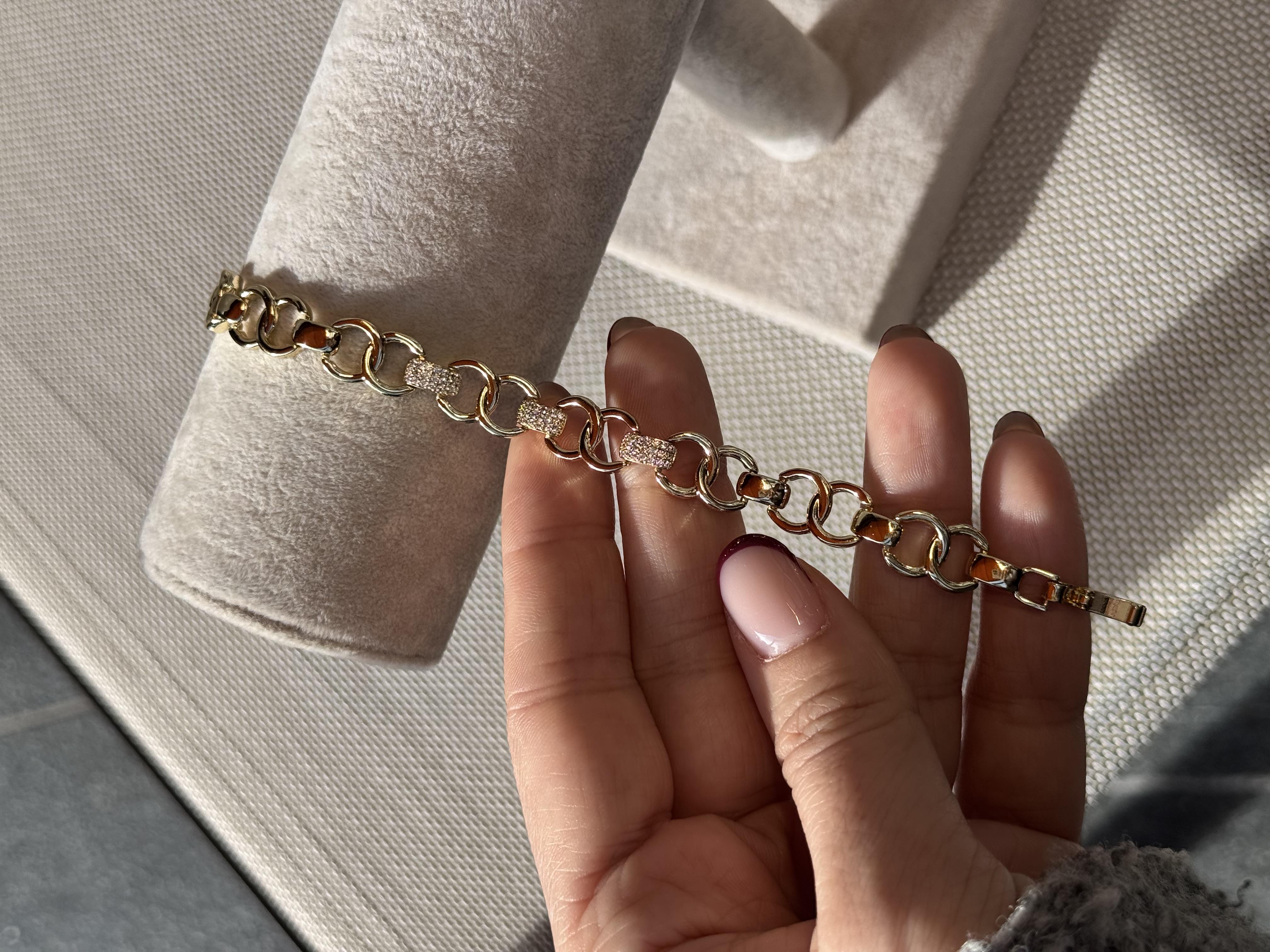 14k halka taşlı gold bileklik