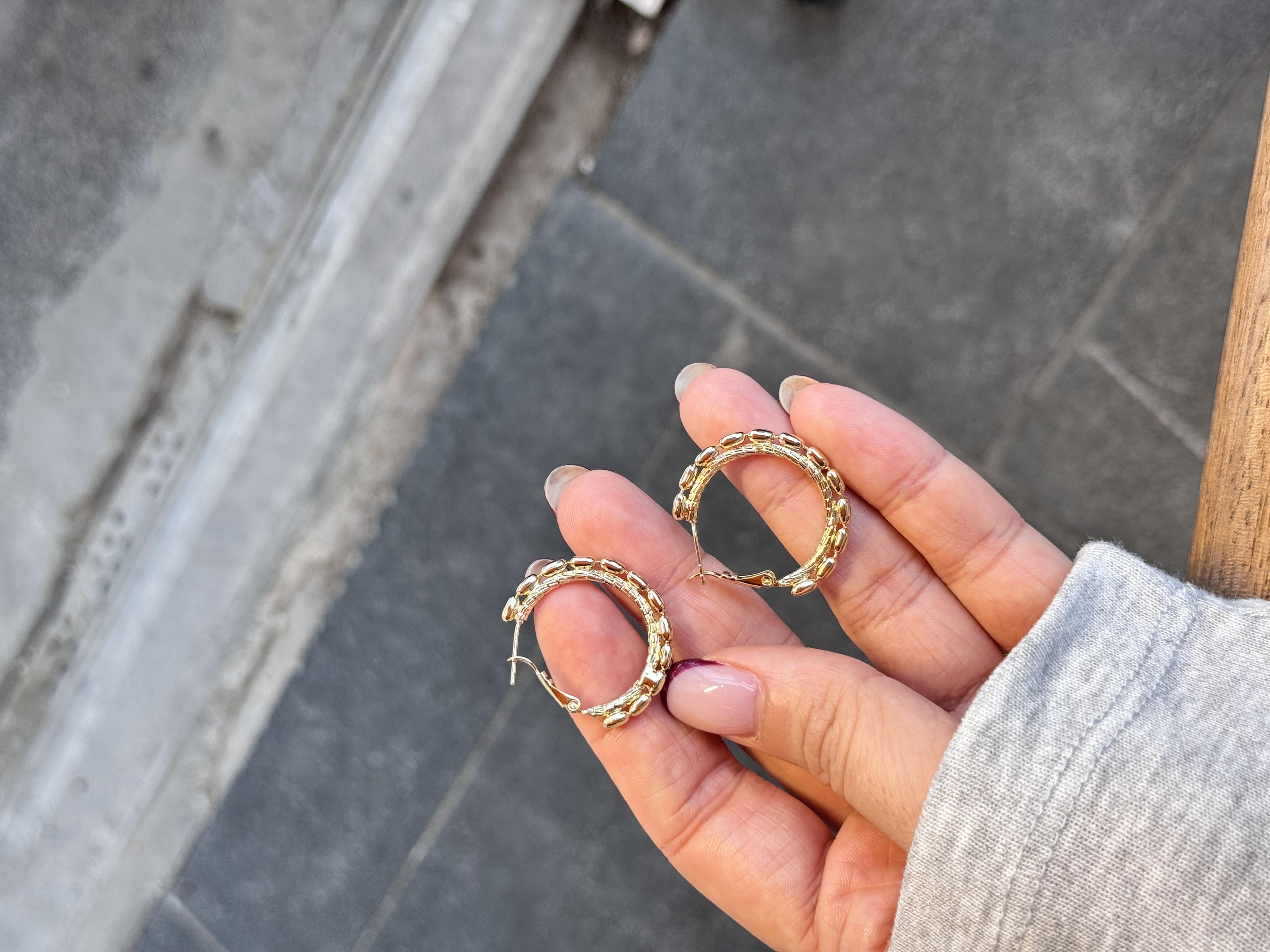 Özel Seri çiftli gold küpe