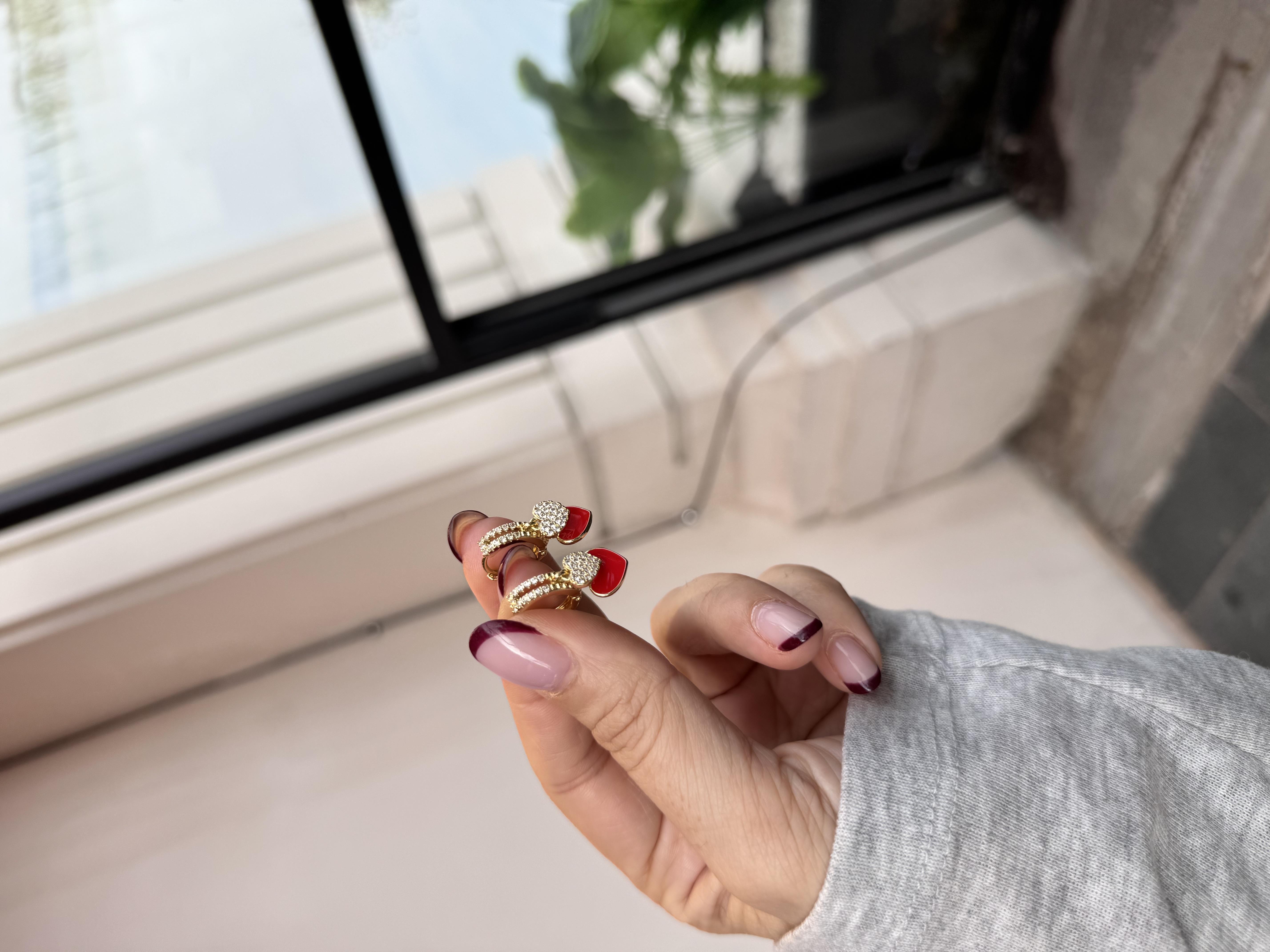 Özel Seri kırmızı çift kalpli küpe