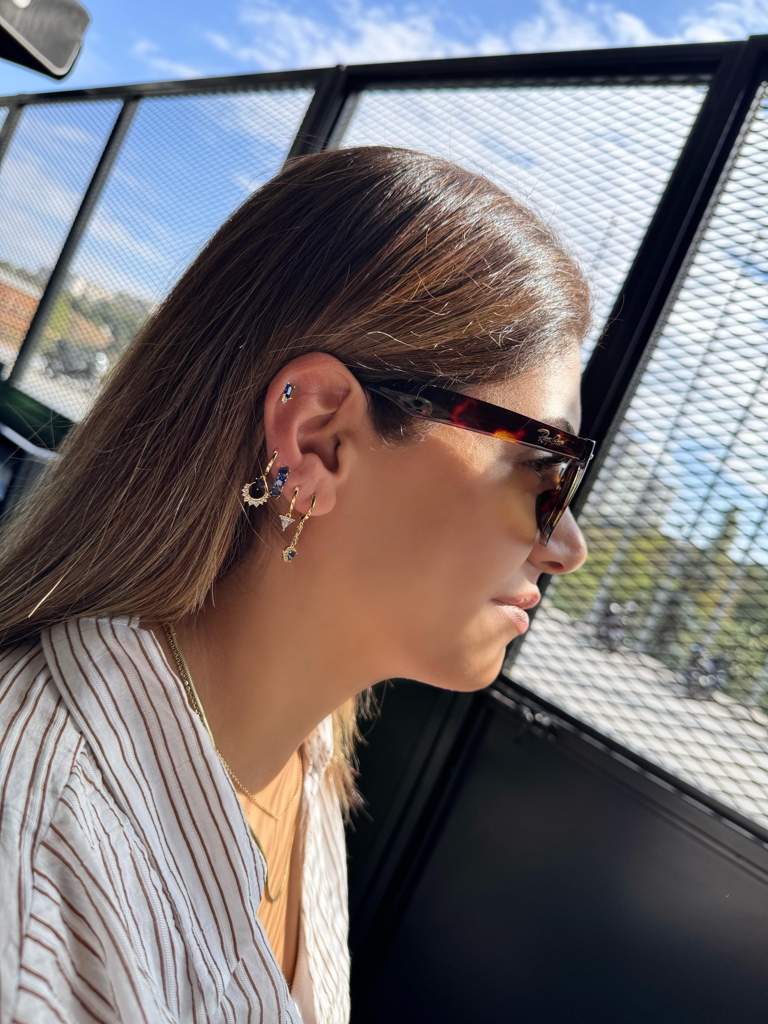 Özel Seri Mavi Taşlı Altılı Set Küpe