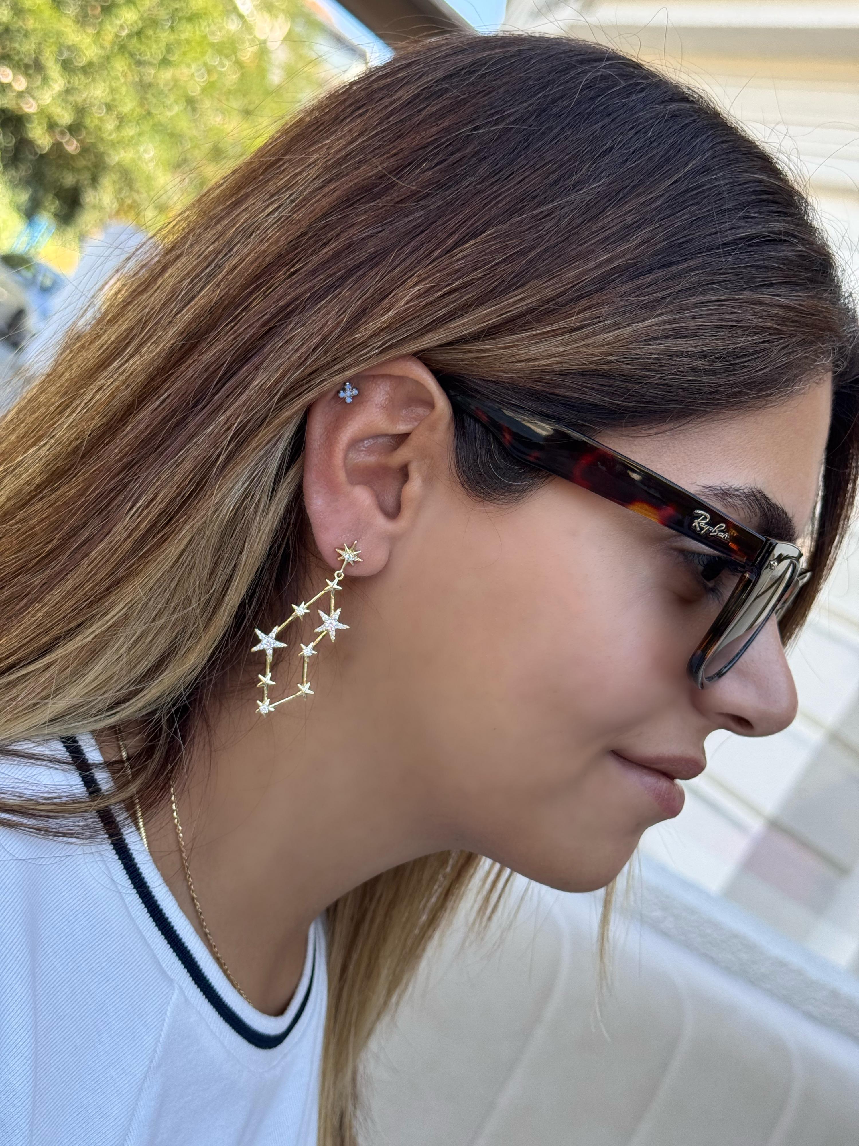 Özel Seri Taşlı Yıldızlı Gezegen Küpe