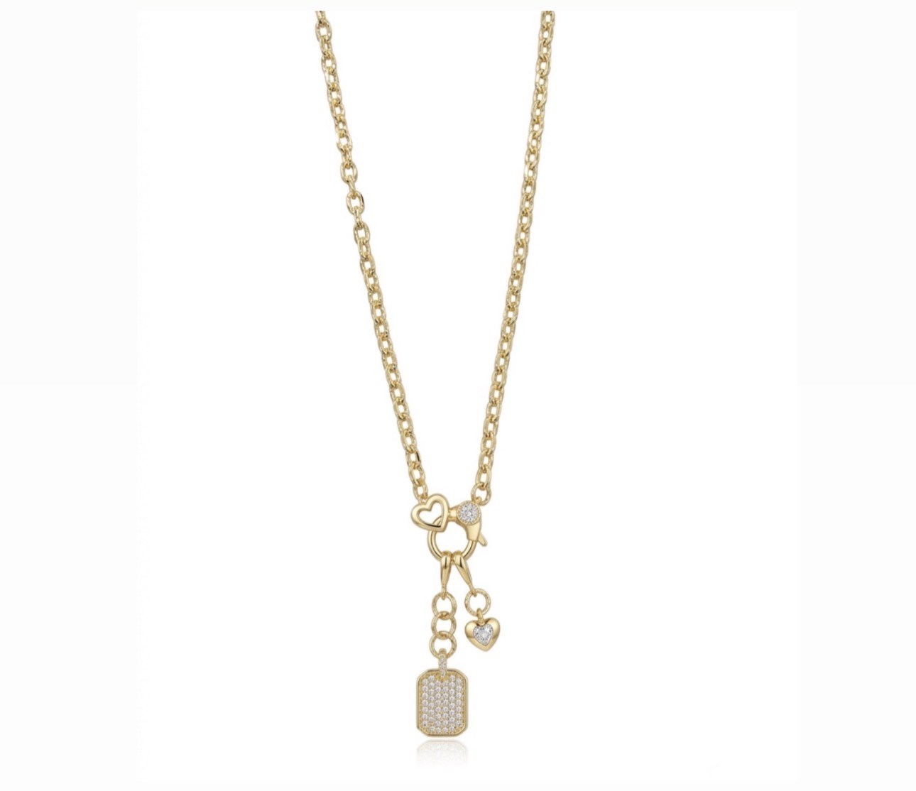 Zircon taşlı kalpli charm kolye