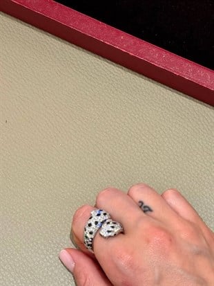 Cartier gümüş kaplan taşlı yüzük