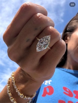 Hailey sivri kenar oval taşlı yüzük