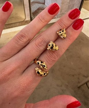 Marka cartier gold taşlı küpe