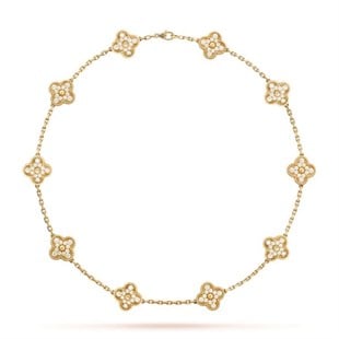 Marka gold taşlı on yonca kolye