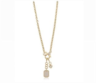 Zircon taşlı kalpli charm kolye