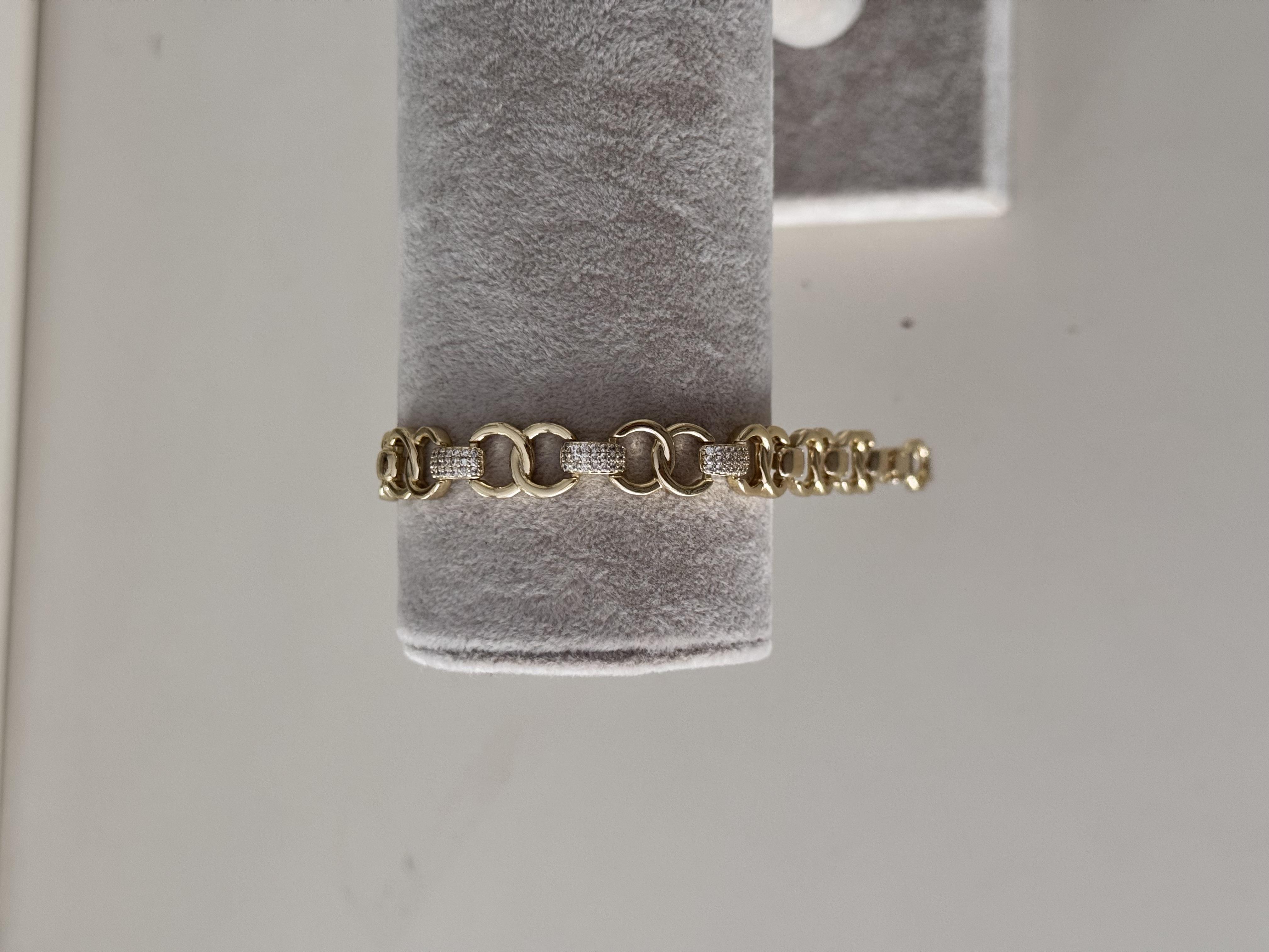 14k halka taşlı gold bileklik