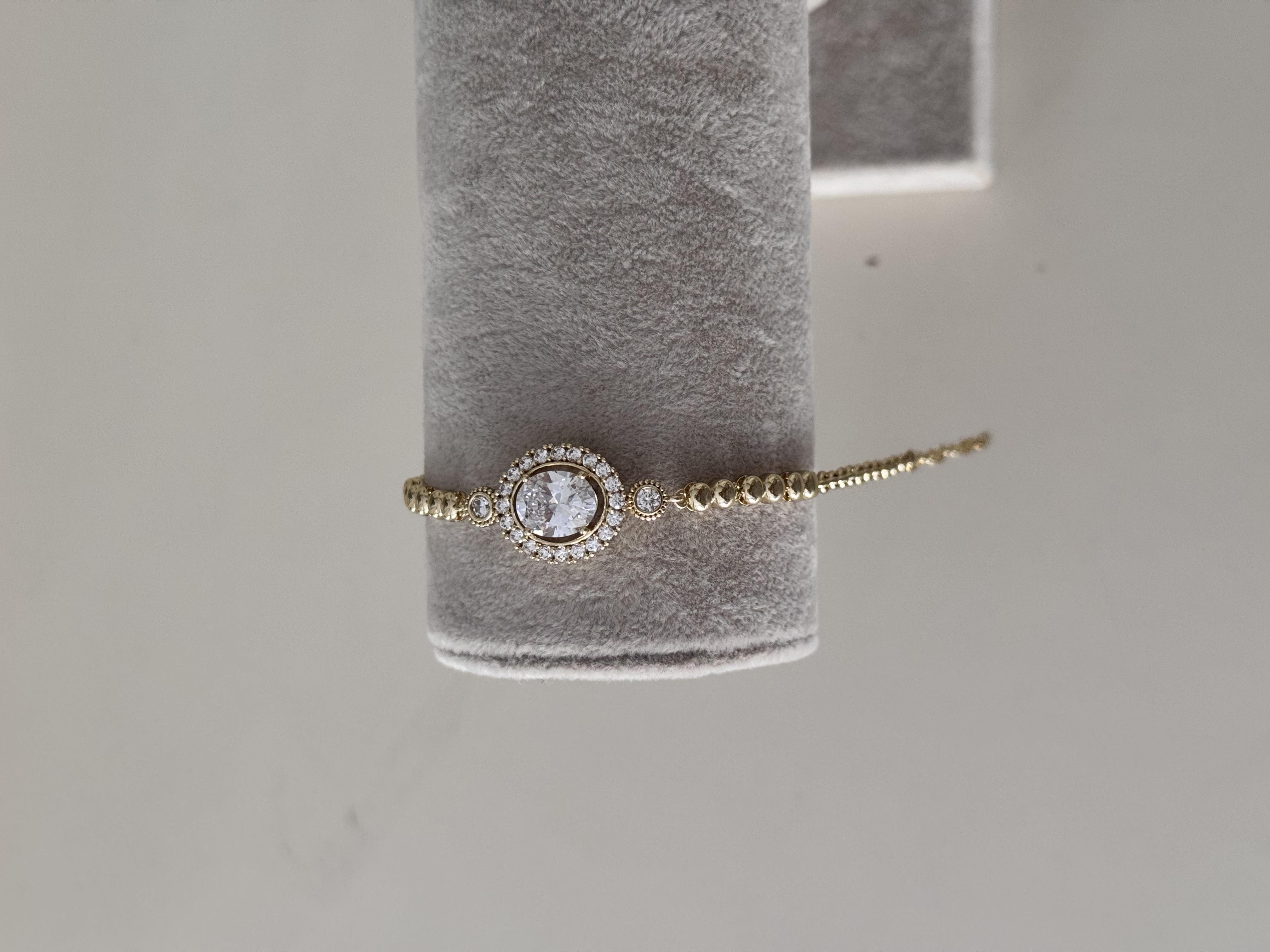 14k tek taş gold bileklik