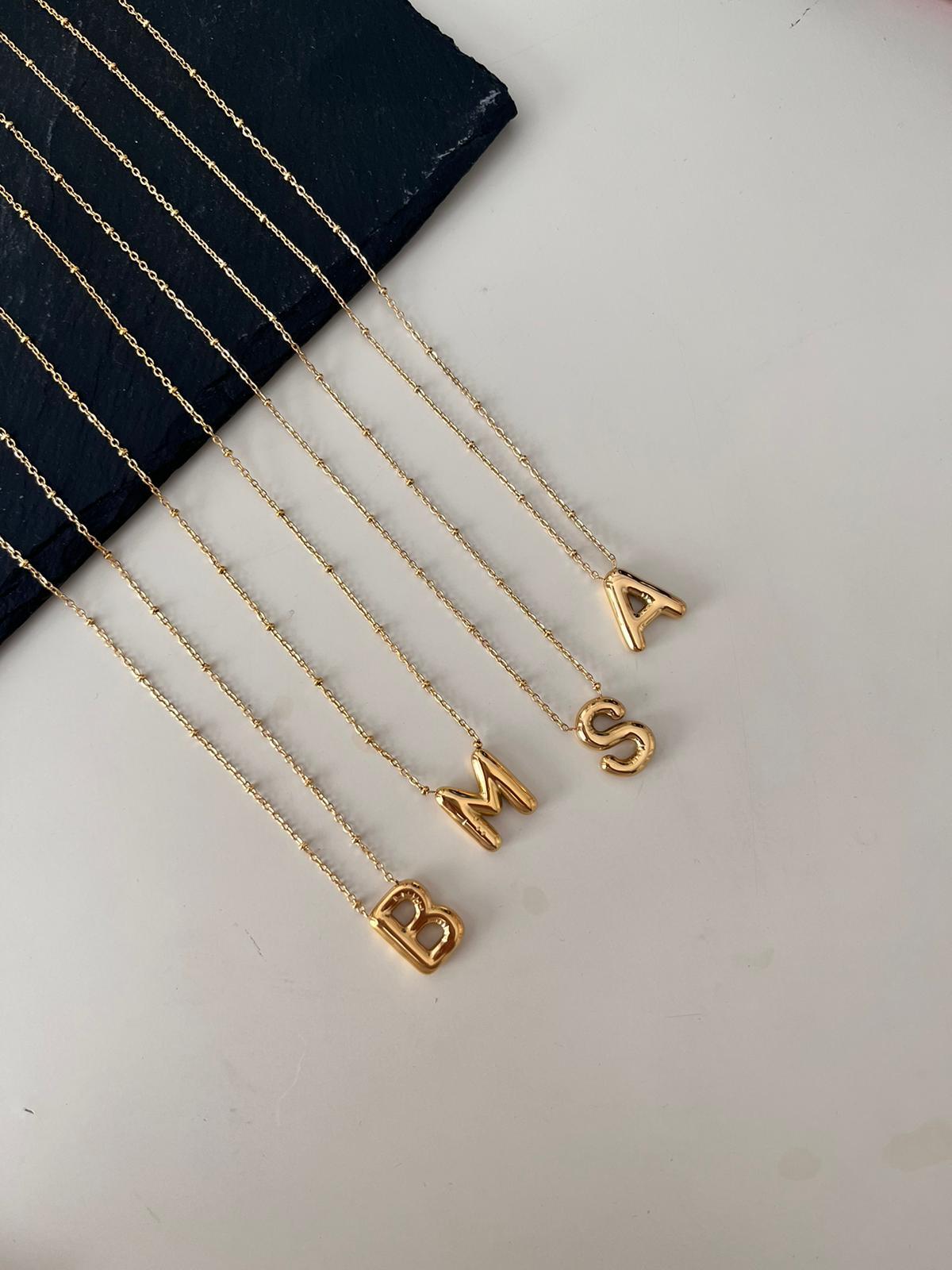 Bombeli Çelik Harf Kolye