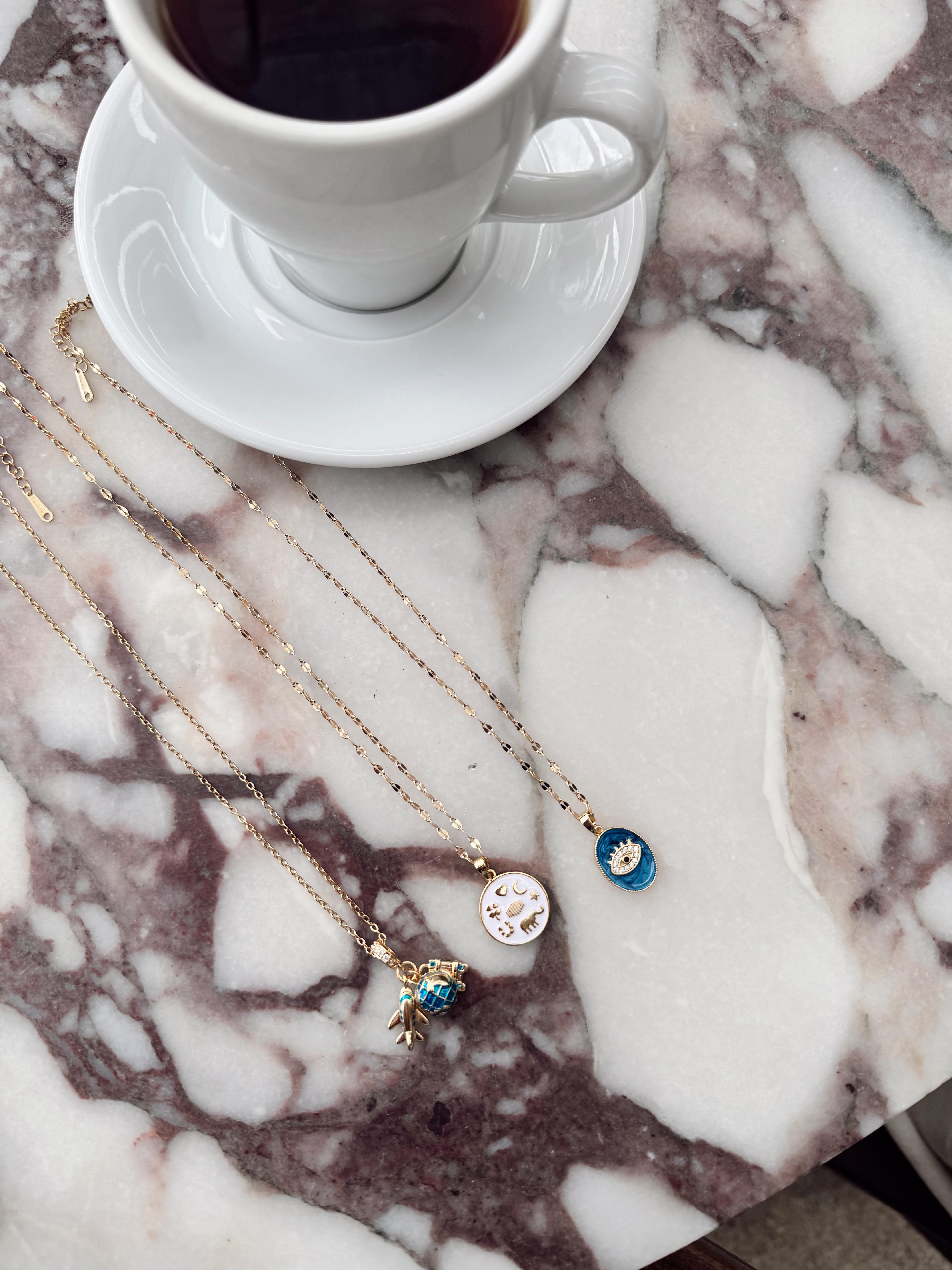 Çelik Mavi göz kolye