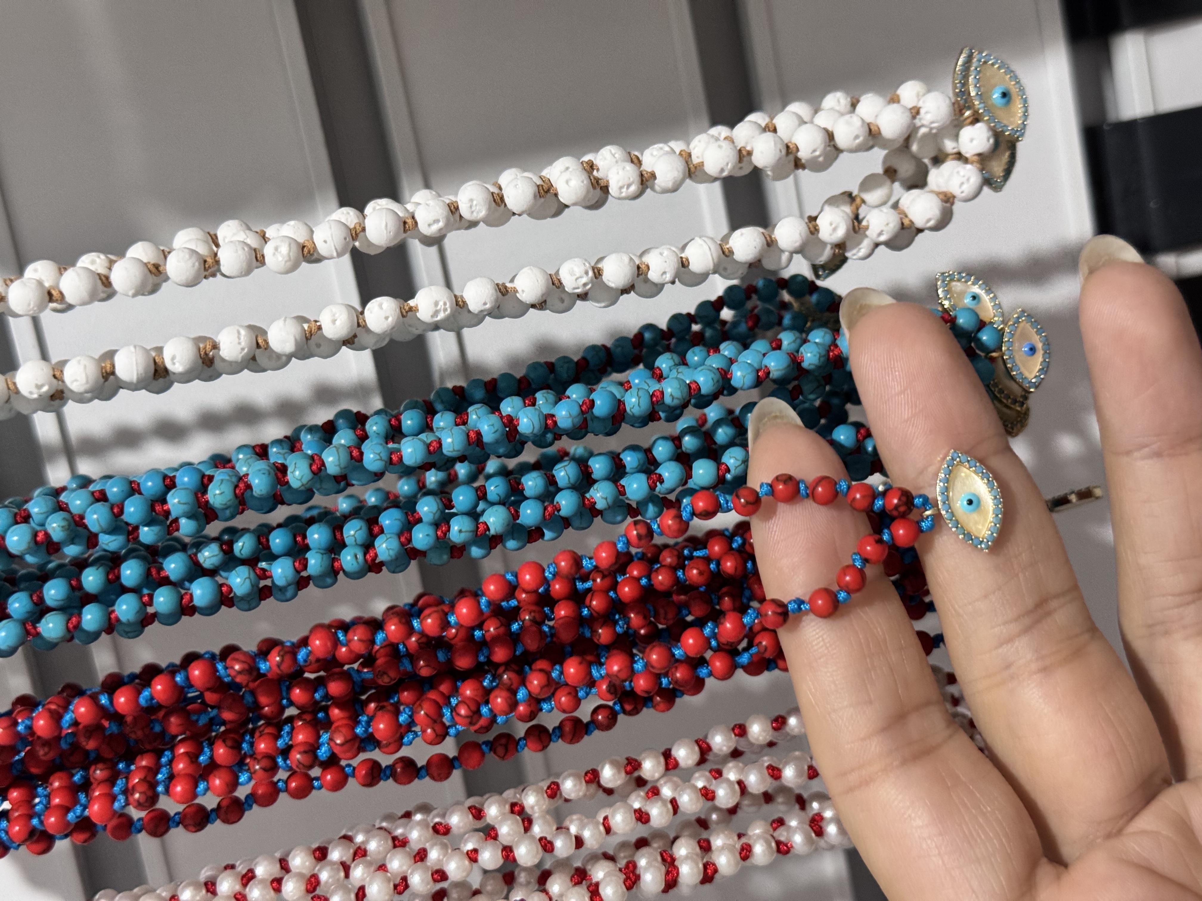 Kırmızı boncuk zircon göz kolye