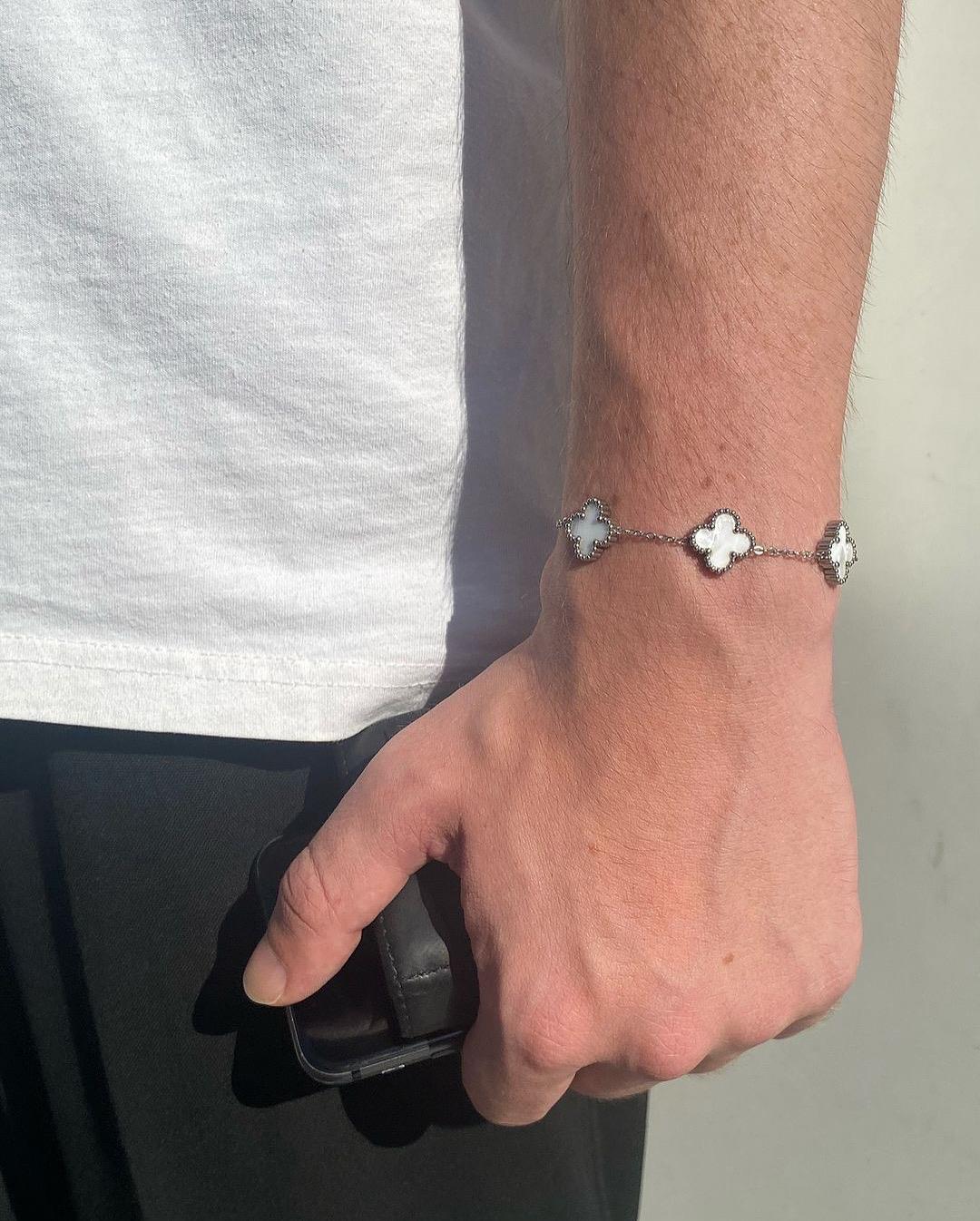 Marka beyaz gümüş yonca bileklik