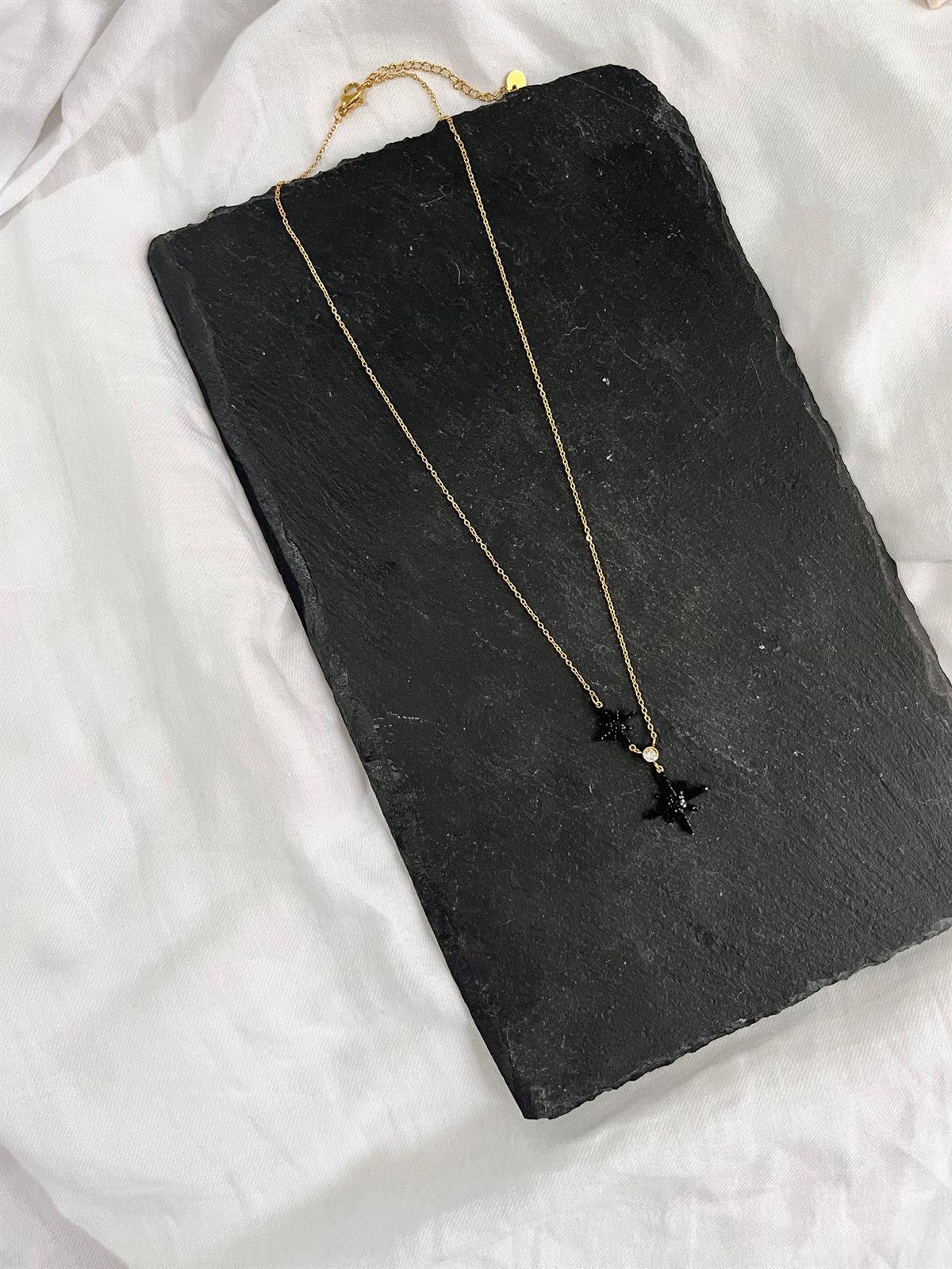 Siyah Kuzey Yıldızı Çelik Kolye