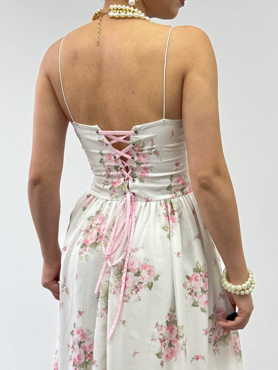 Askılı Tasarım Rose Uzun Elbise