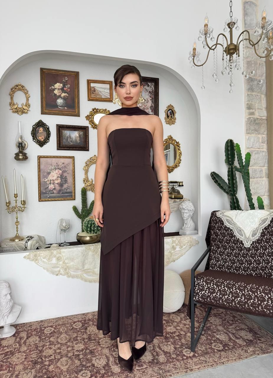 Luen Yırtmaç Detaylı Elbise