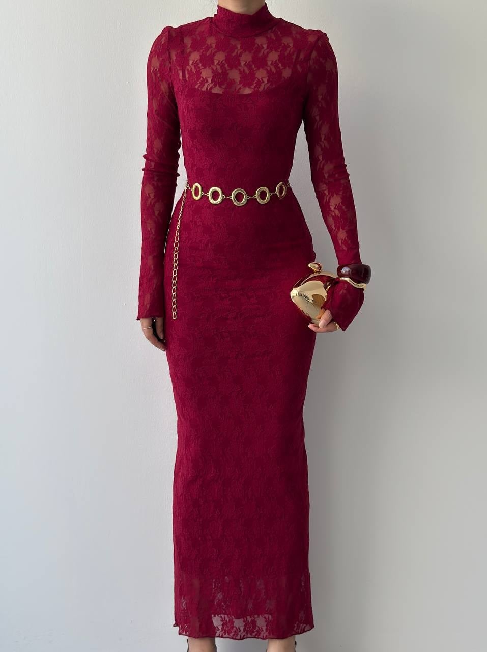 Beela Midi Dantel Tasarım Elbise KOD 00226 E6	