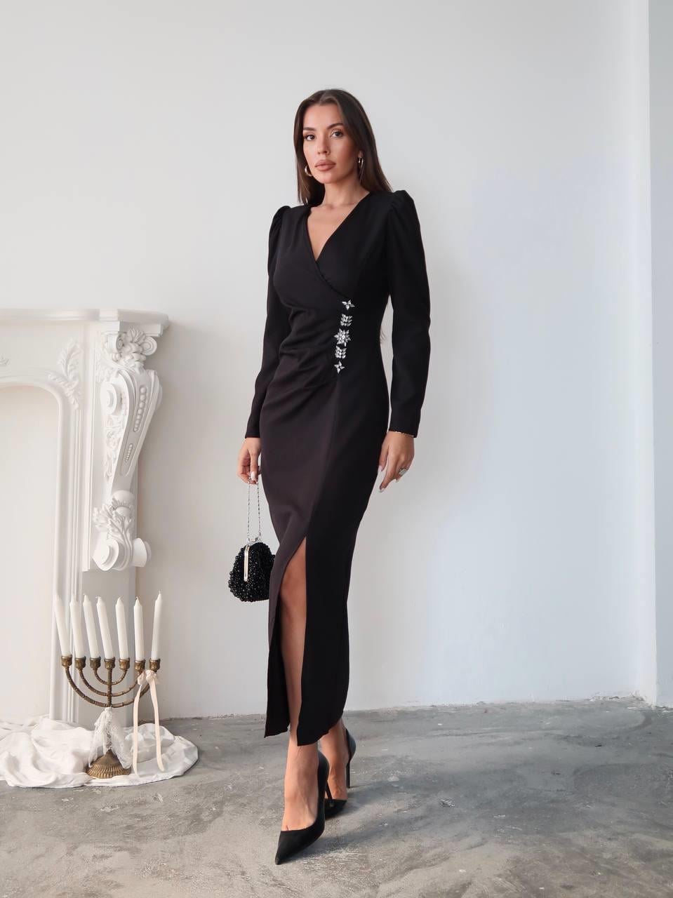 Barley Taş Baskılı Yırtmaclı Uzun elbise