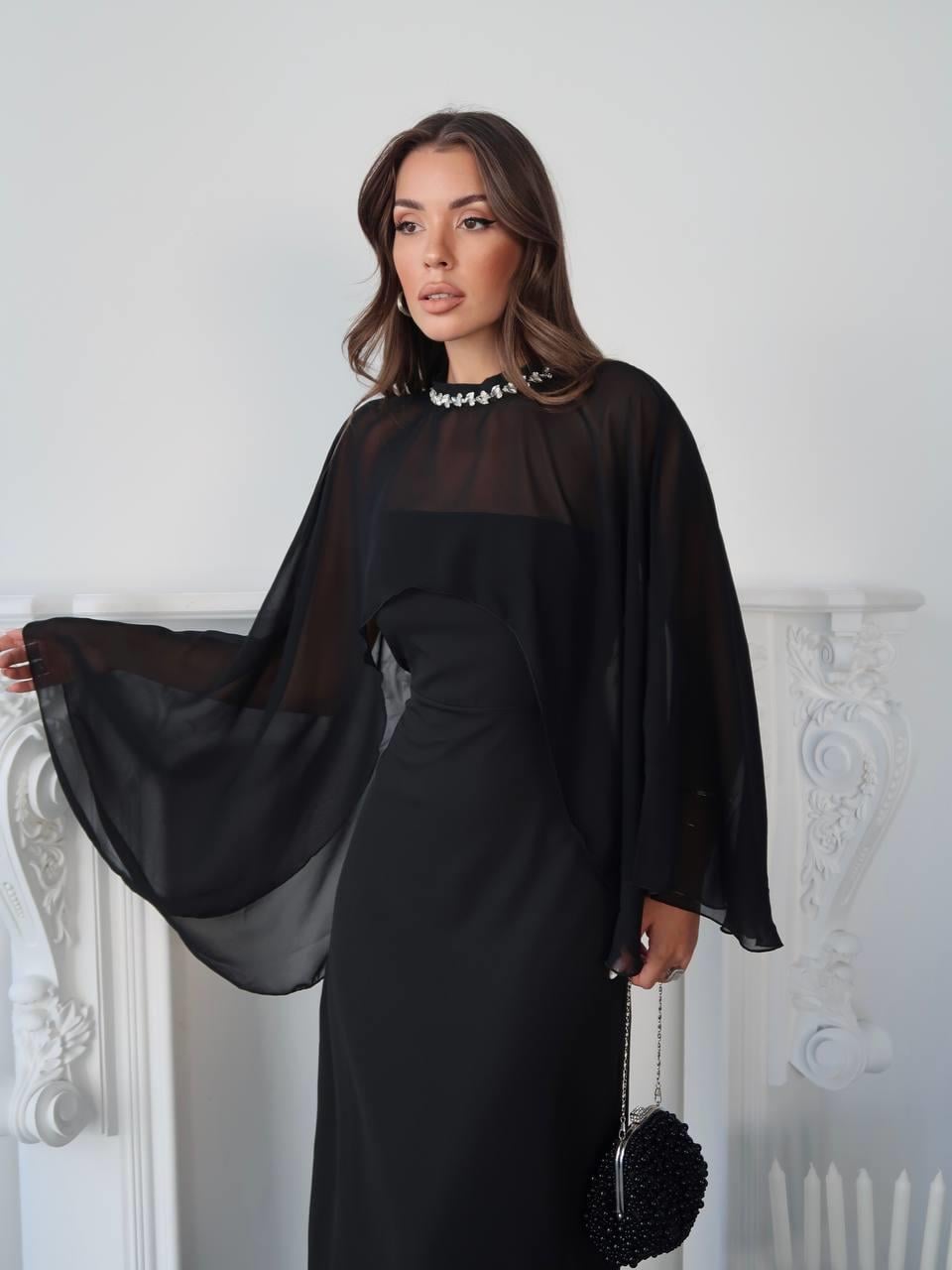 Alesta Tül Detaylı Tasarım Uzun Elbise 