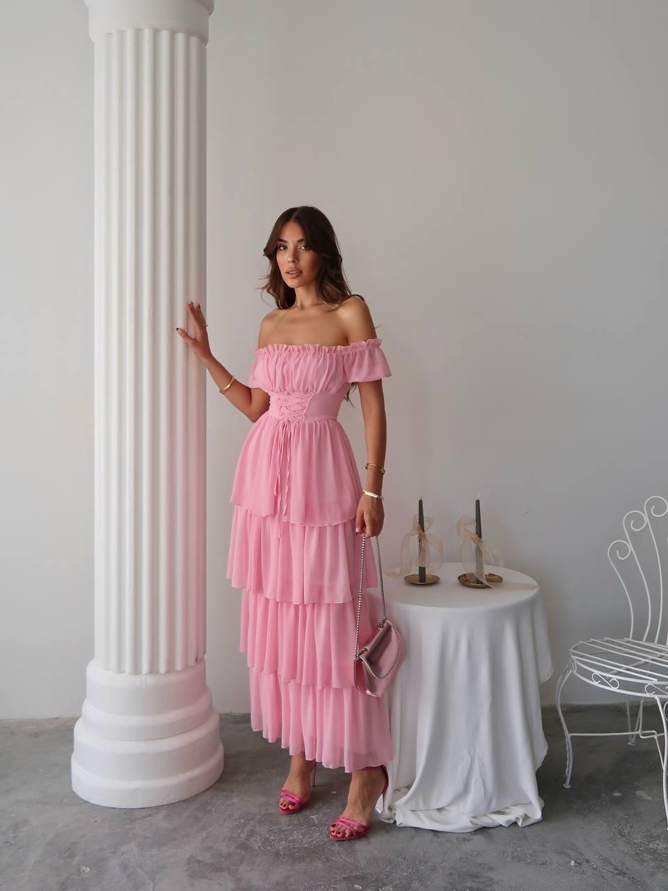 Zuzu Straplez Şifon Uzun Elbise