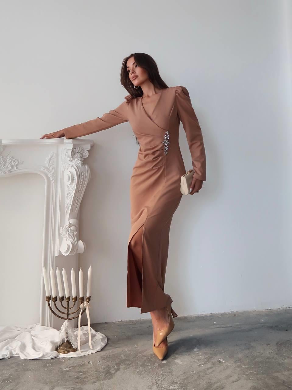 Barley Taş Baskılı Yırtmaclı Uzun elbise 