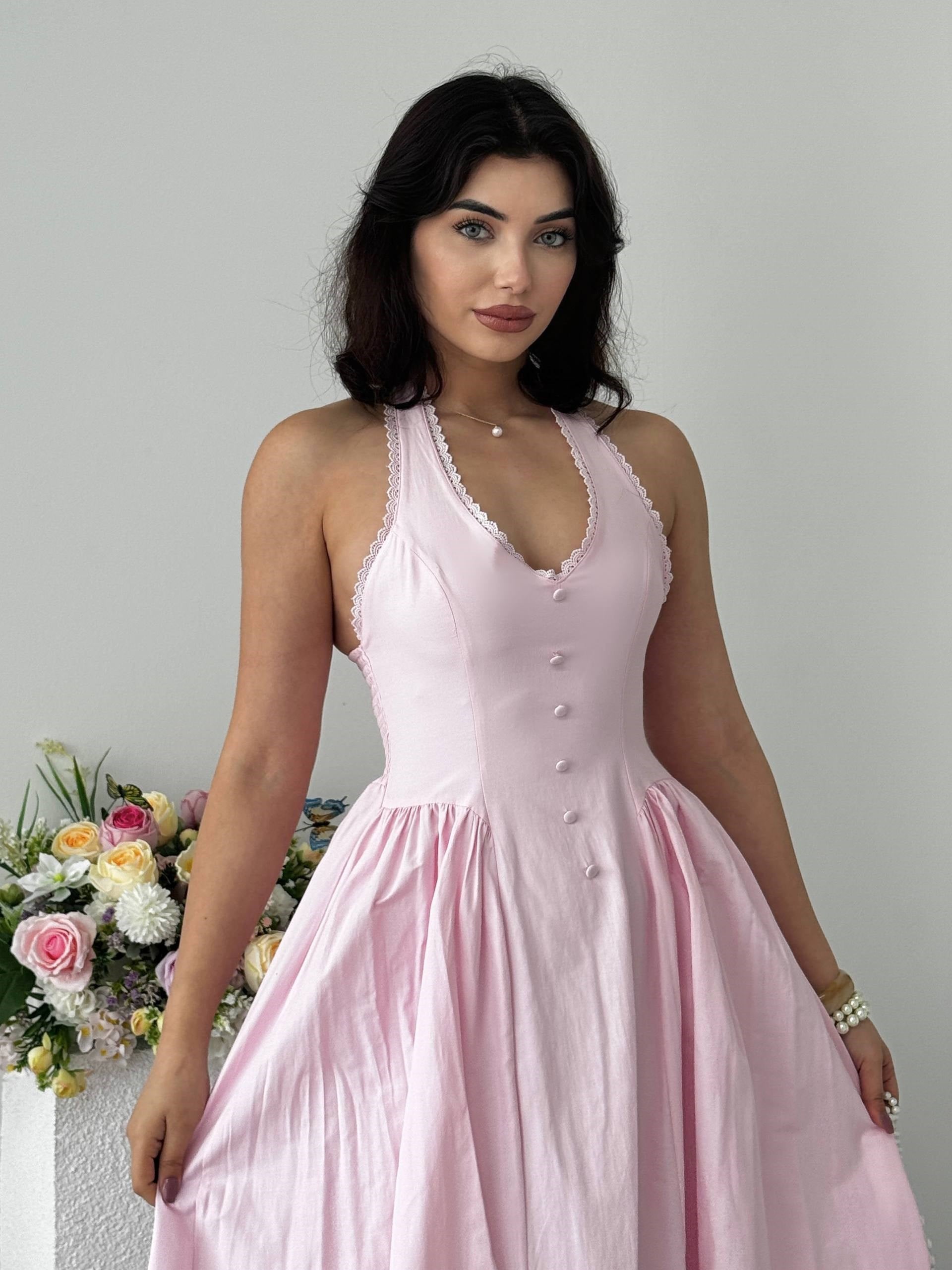 Nora Halter Yaka Poplin Elbise  