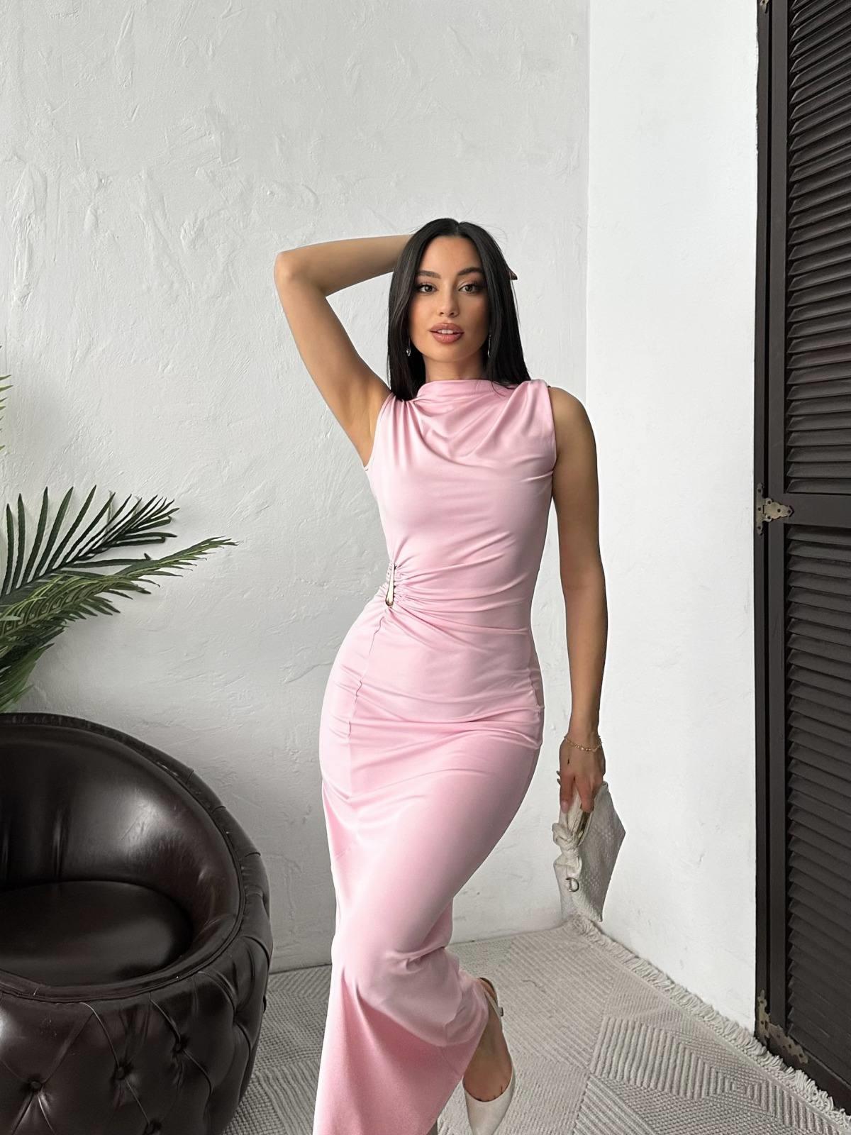 Minimal Glam Sandy Aksesuarlı Maxi Elbise