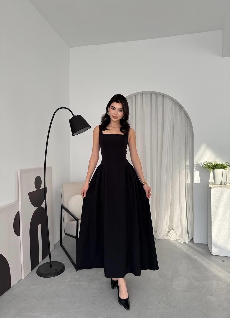 Kalın Askılı Hera Uzun Atlas Elbise