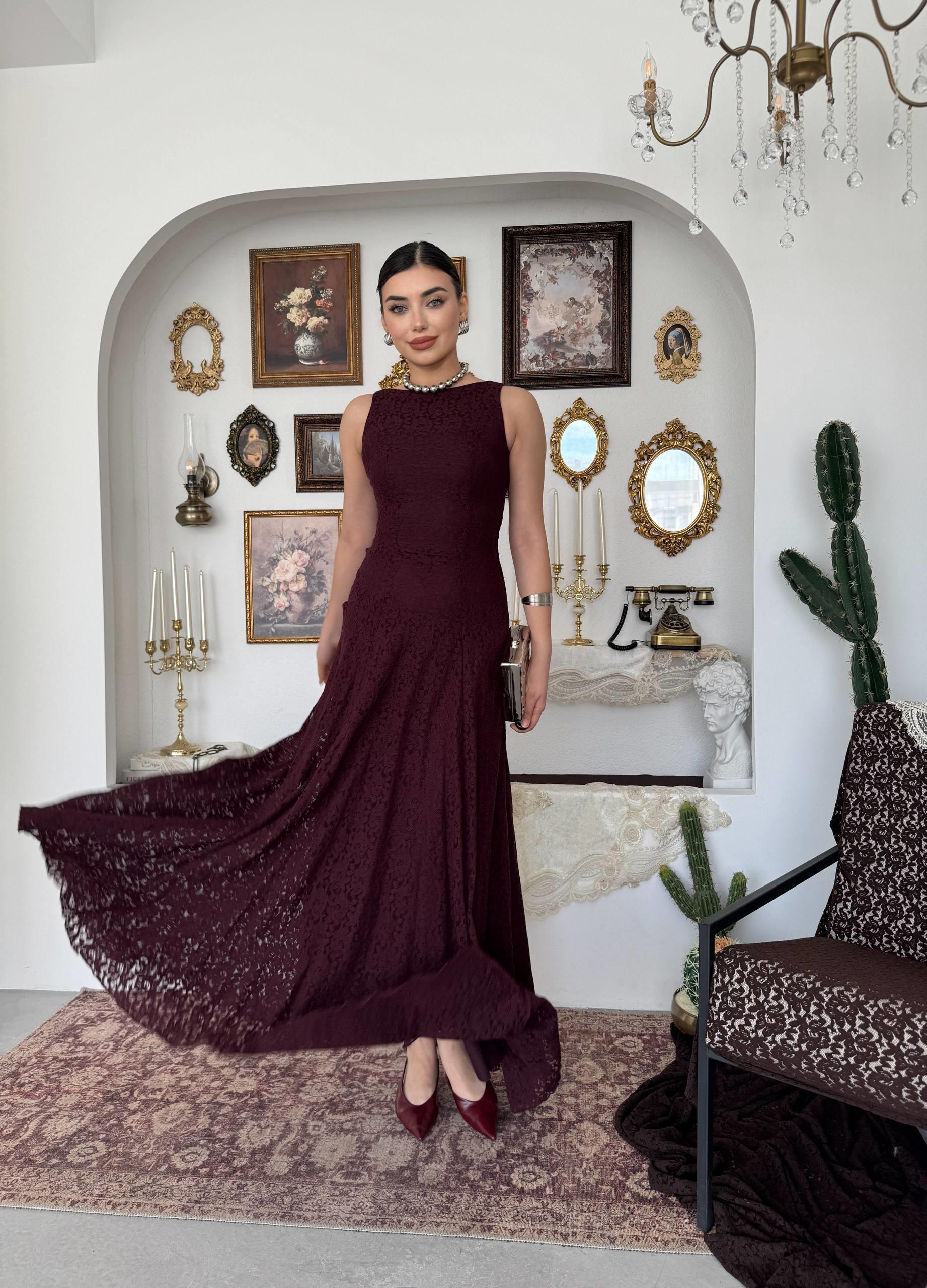 Swer Uzun Dantel Elbise