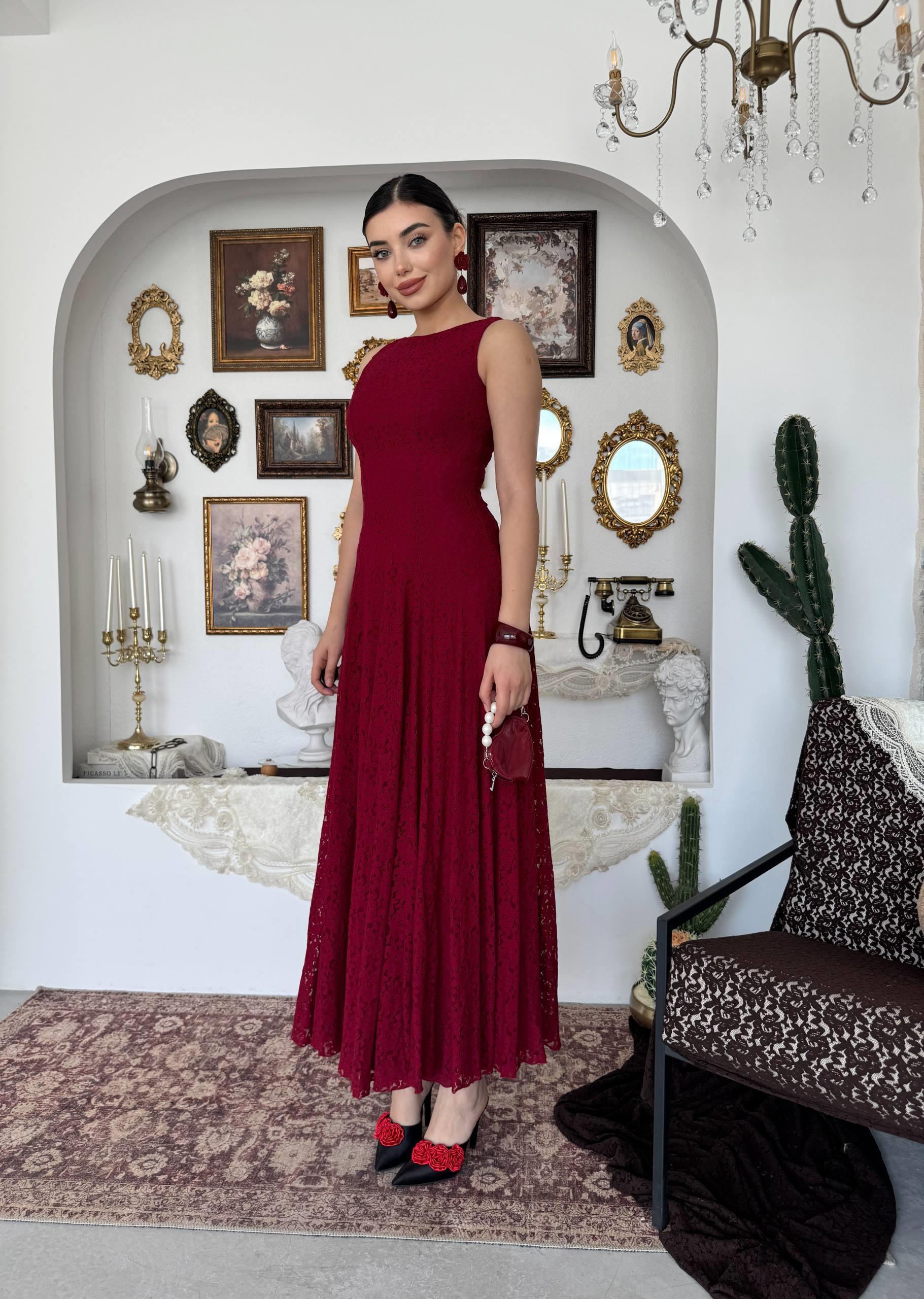 Swer Uzun Dantel Elbise