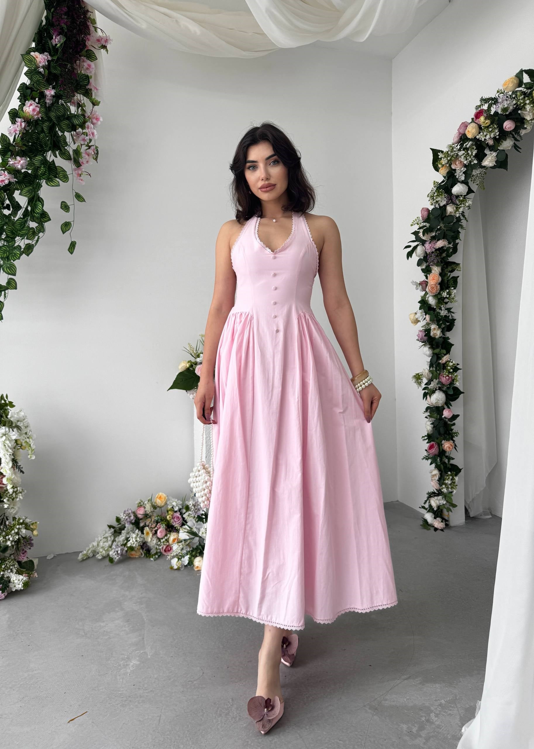 Nora Halter Yaka Poplin Elbise  