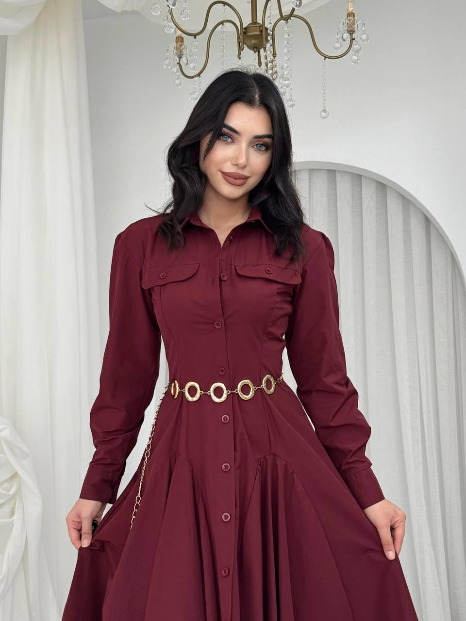 Feris Düğme Detaylı Elbise