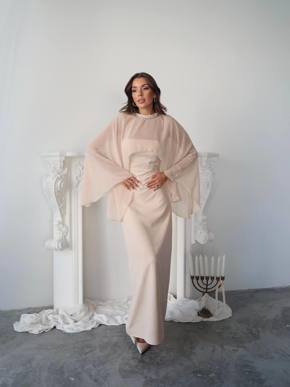 Alesta Tül Detaylı Tasarım Uzun Elbise