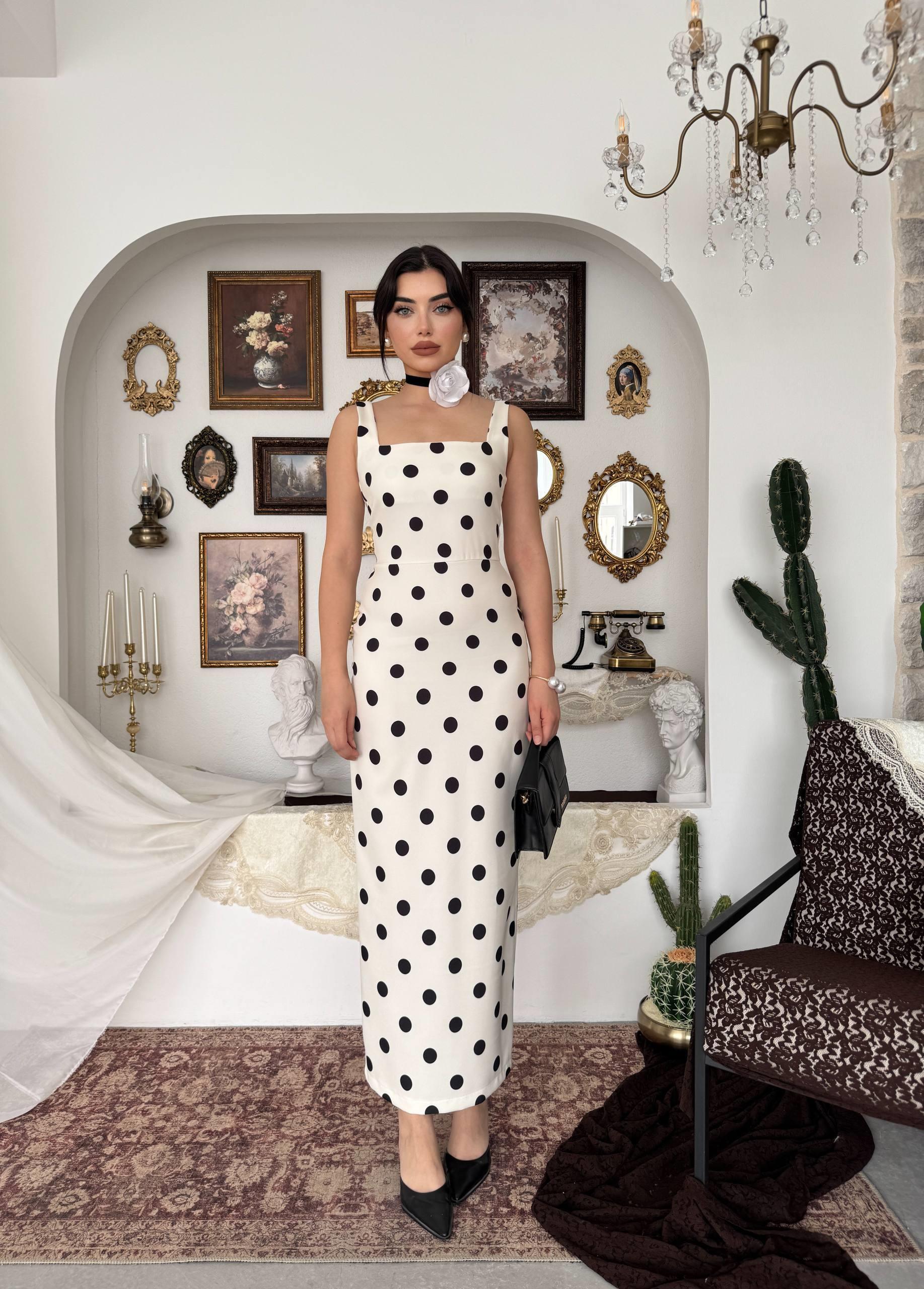 Wexe Puantiyeli Midi Elbise 