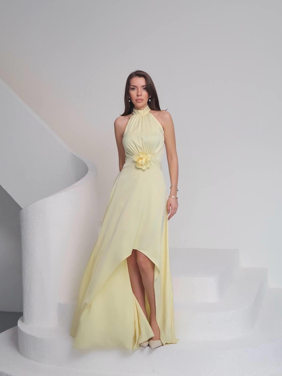 Tasarım Çiçekli Saten Elbise Lara