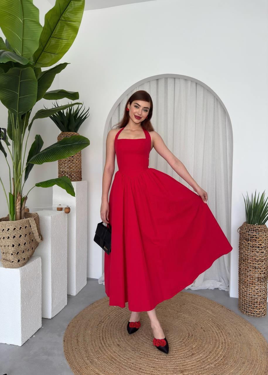 Fedro Poplin Midi Elbise