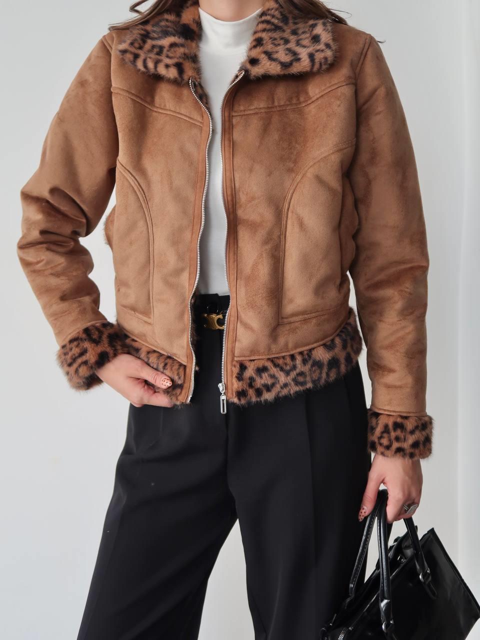 Wild Leopar Kürk Detay Mont