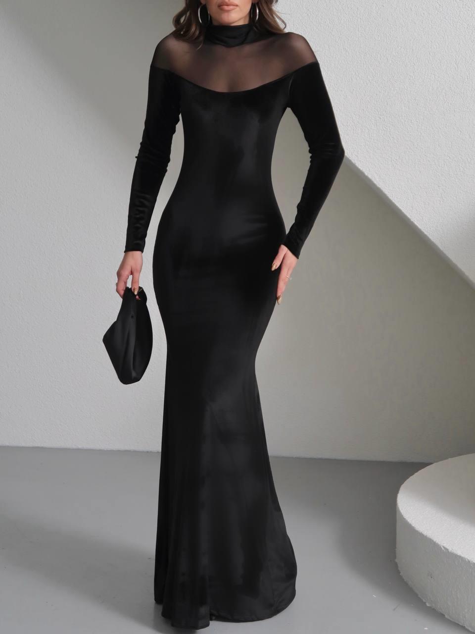 Kadife&Tül maxi boy elbise