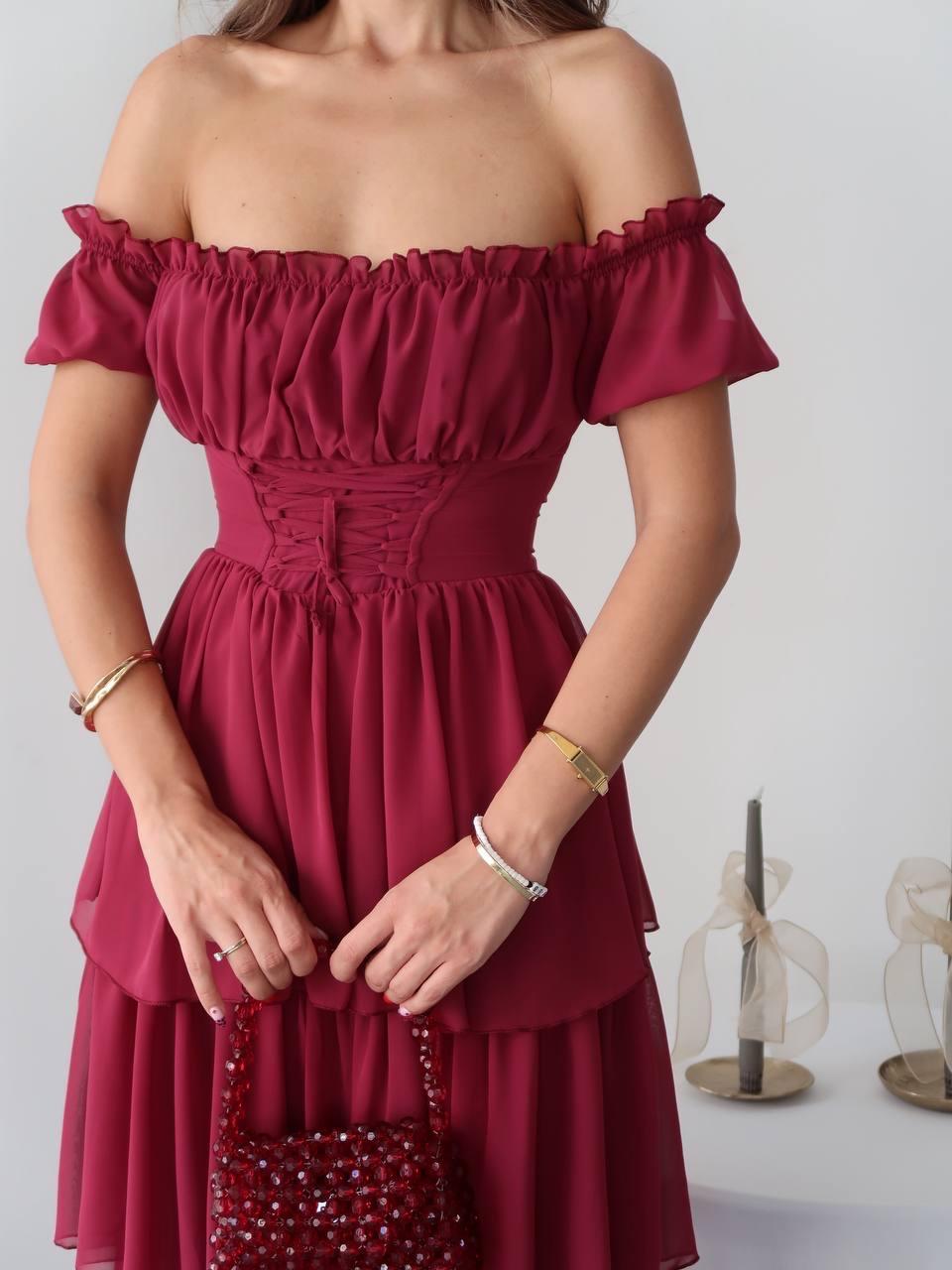 Zuzu Straplez Şifon Uzun Elbise