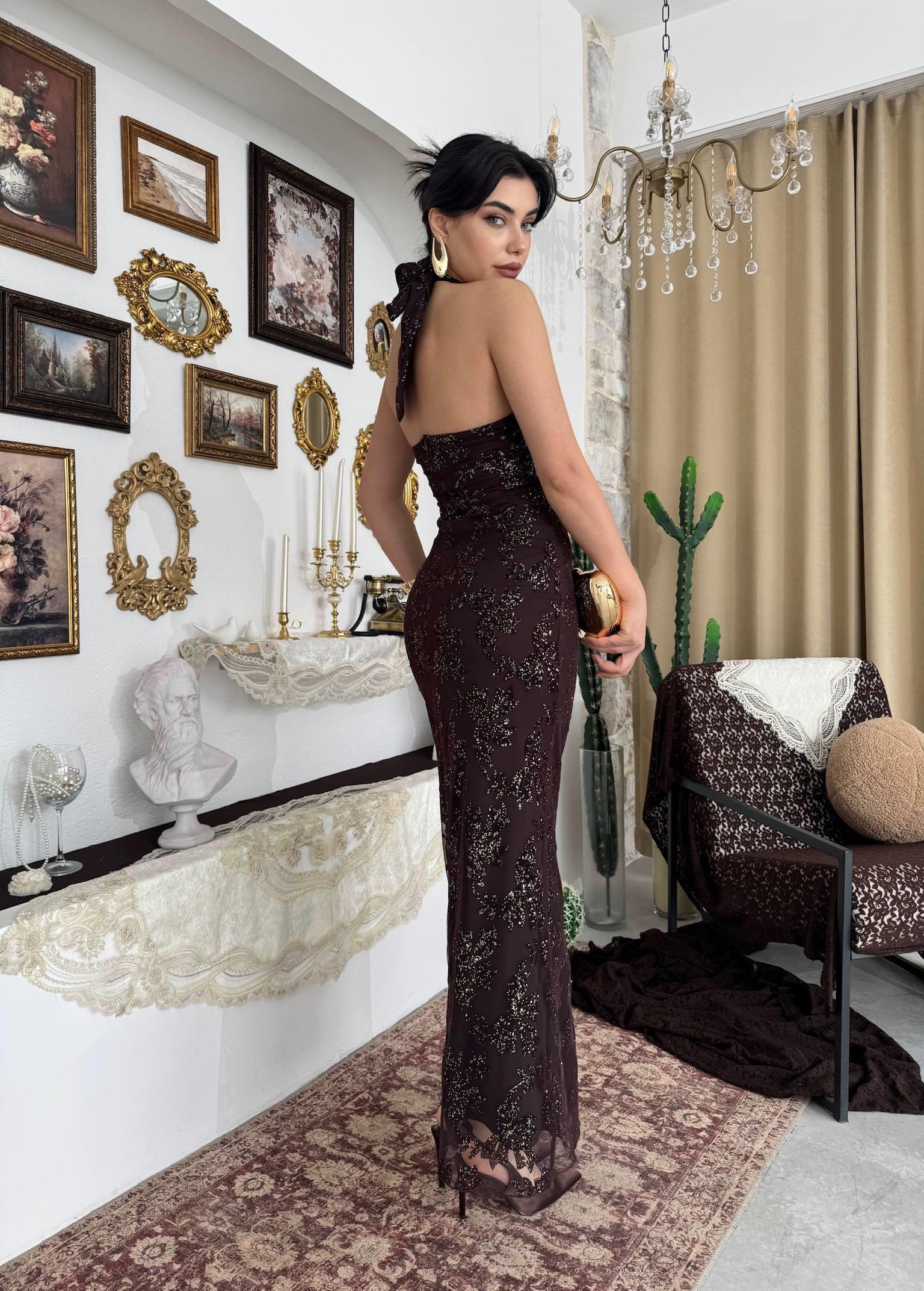 Gerne Boyun Bağlamalı Elbise