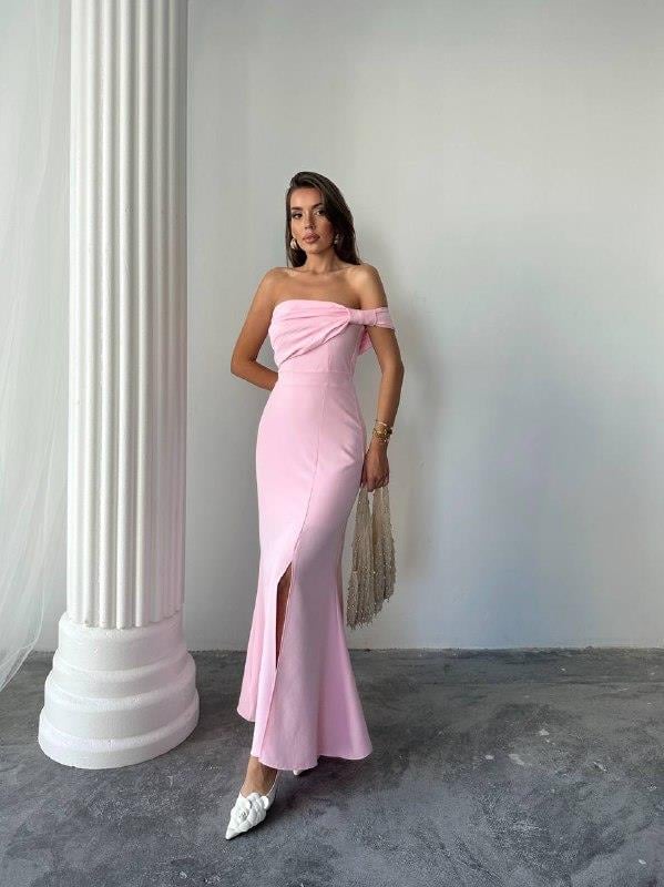 Aura Yırtmaçlı Uzun Elbise